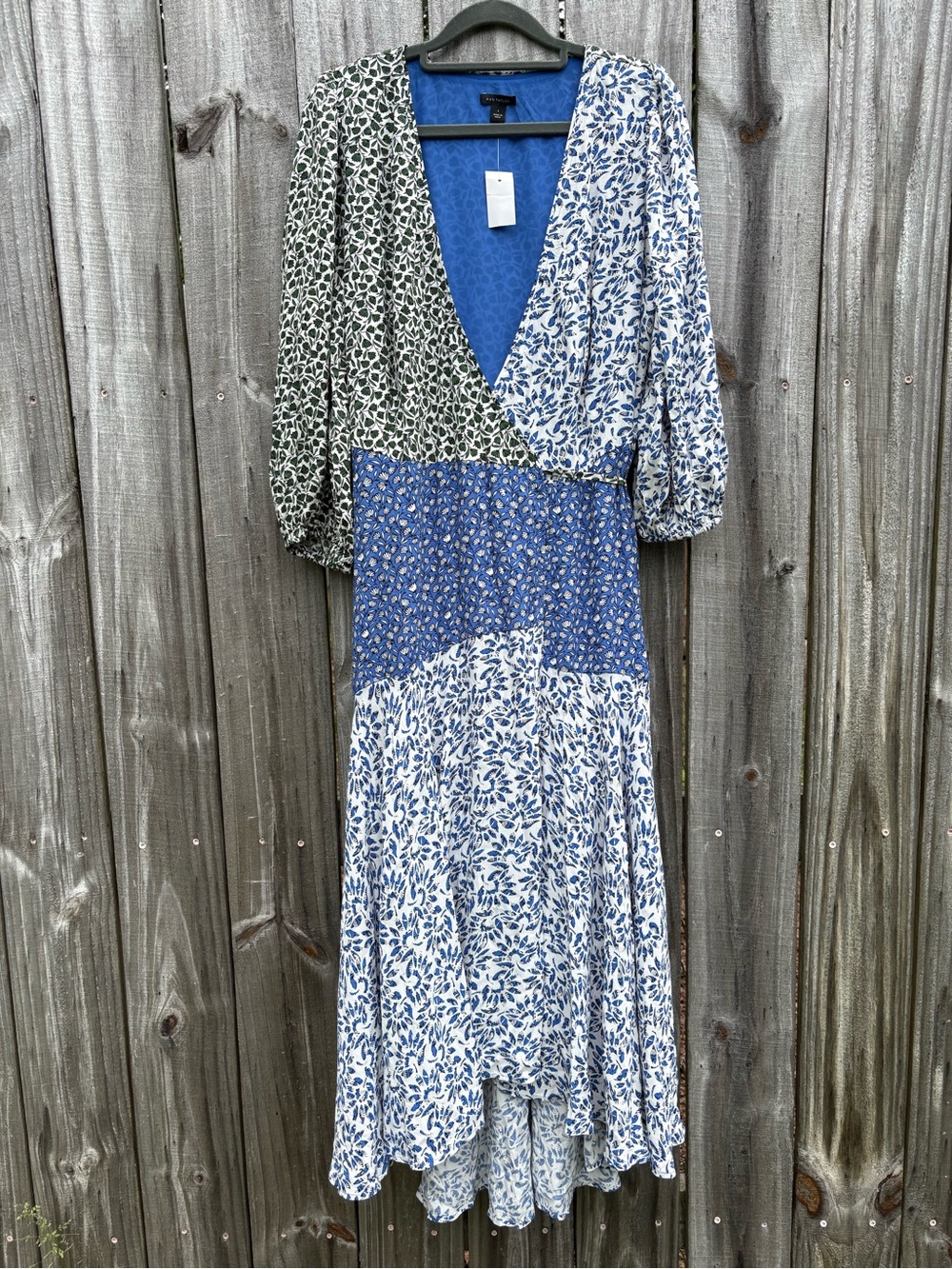 Ann Taylor Floral Wrap Midi Dress Size 6 Puff Sleeve